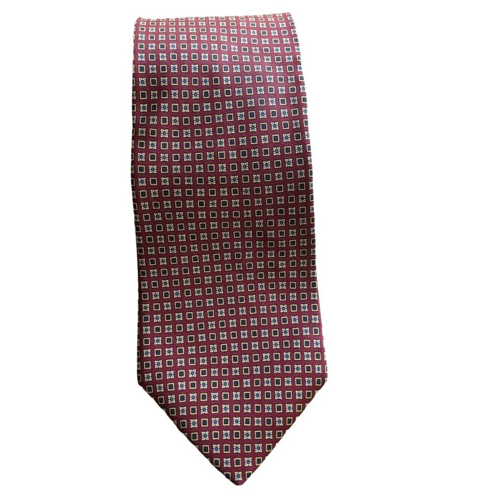 Brooks Brothers Makers Silk Tie Red Blue Print - Picture 1 of 5